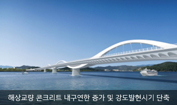 원가 절감형 고성능 콘크리트 기술을 적용한 다리 사진, 해양교량 콘크리트 내구연한 증가 및 강도발현시기를 단축